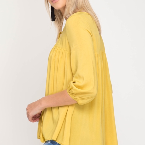 Last 1! NWT Surplice Woven Top Front Tassel Tie - Picture 4 of 5